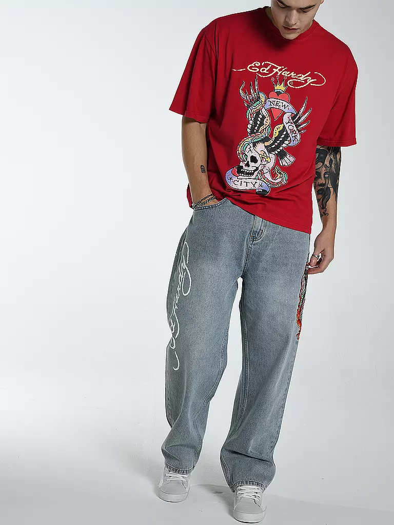 ED HARDY | Jeans Relaxed Fit FLAME SNAKE  | hellblau