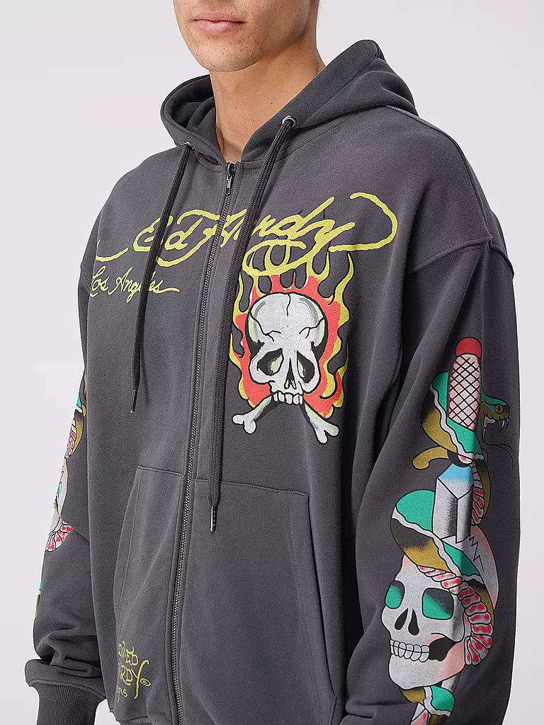 ED HARDY | Sweatjacke BURNING SKULL | schwarz