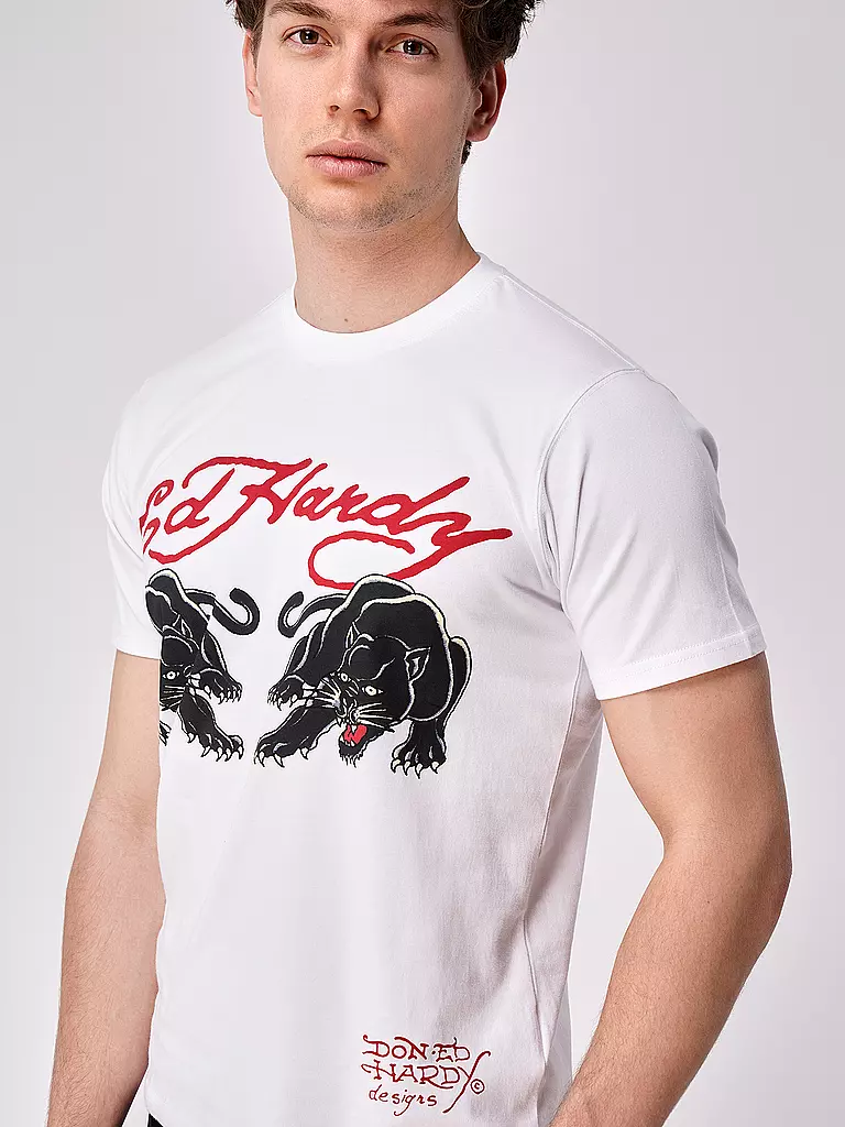 ED HARDY | T-Shirt DOUBLE PANTHER | weiss
