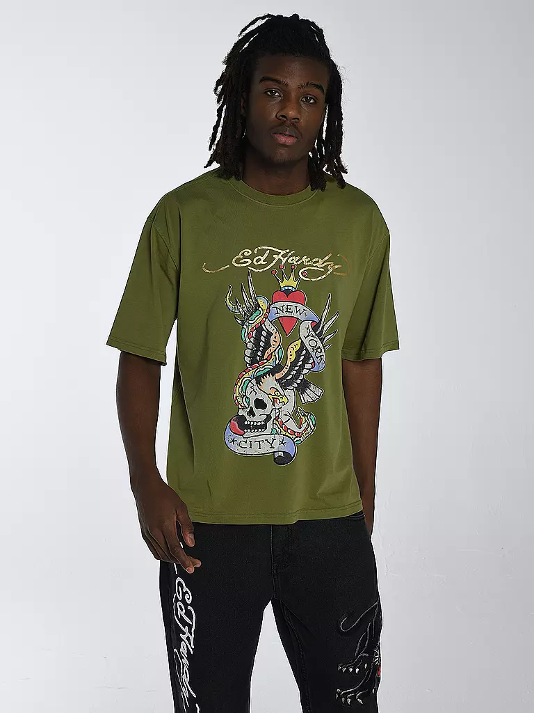 ED HARDY | T-Shirt NEW YORK CITY | olive