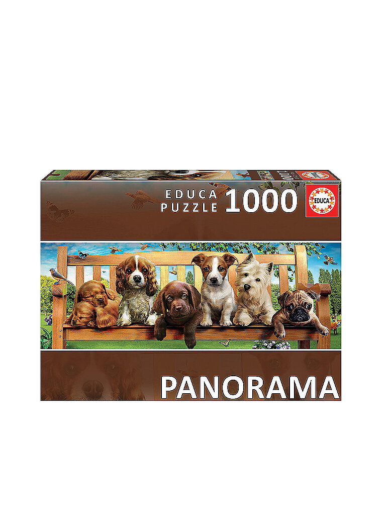 EDUCA Welpen auf Bank 1000 Teile Panorama Puzzle