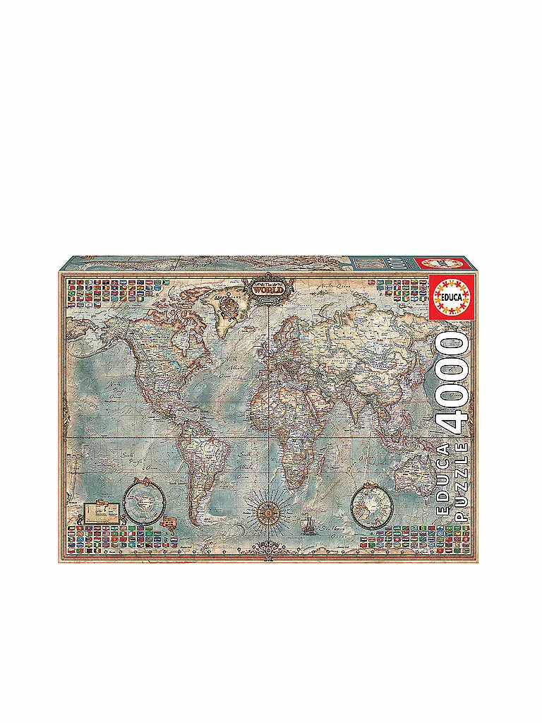 EDUCA | Antike Weltkarte 4000 Teile Puzzle | keine Farbe