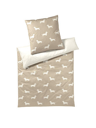 ELEGANTE | Parure de lit en satin DOGS 70x90cm/140x200cm Crème