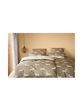 ELEGANTE | Parure de lit en satin DOGS 70x90cm/140x200cm Crème
