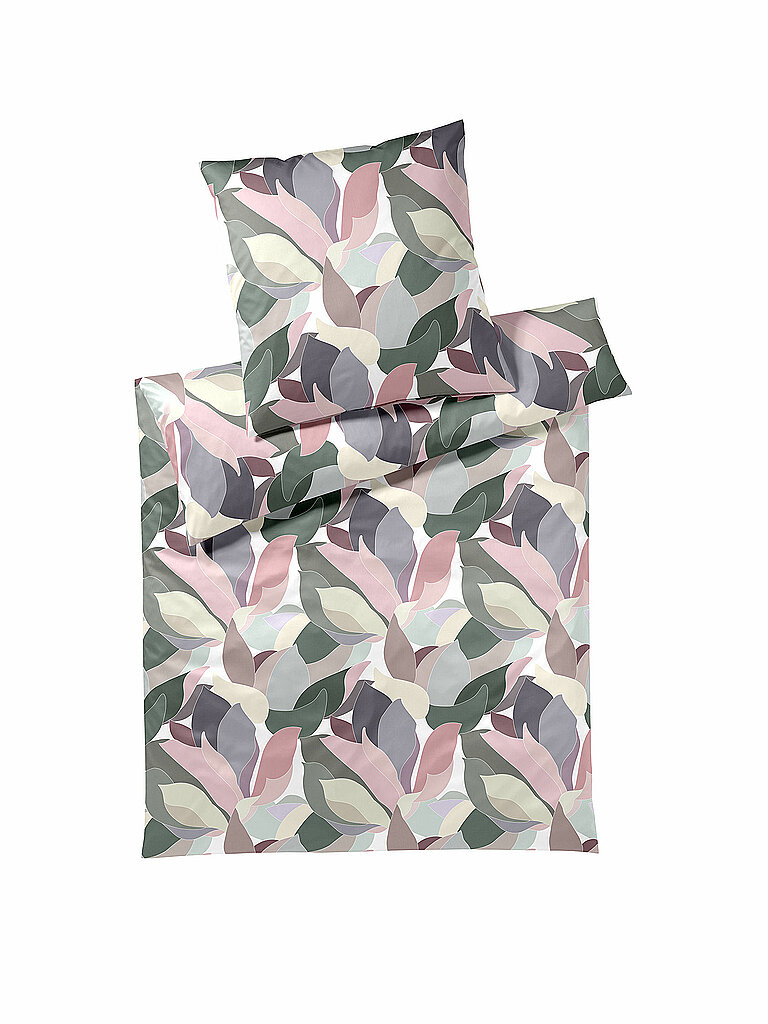 ELEGANTE Satin-Bettwäsche 70x90cm/140x200cm NIGHT GARDEN Puder beere – ELEGANTE