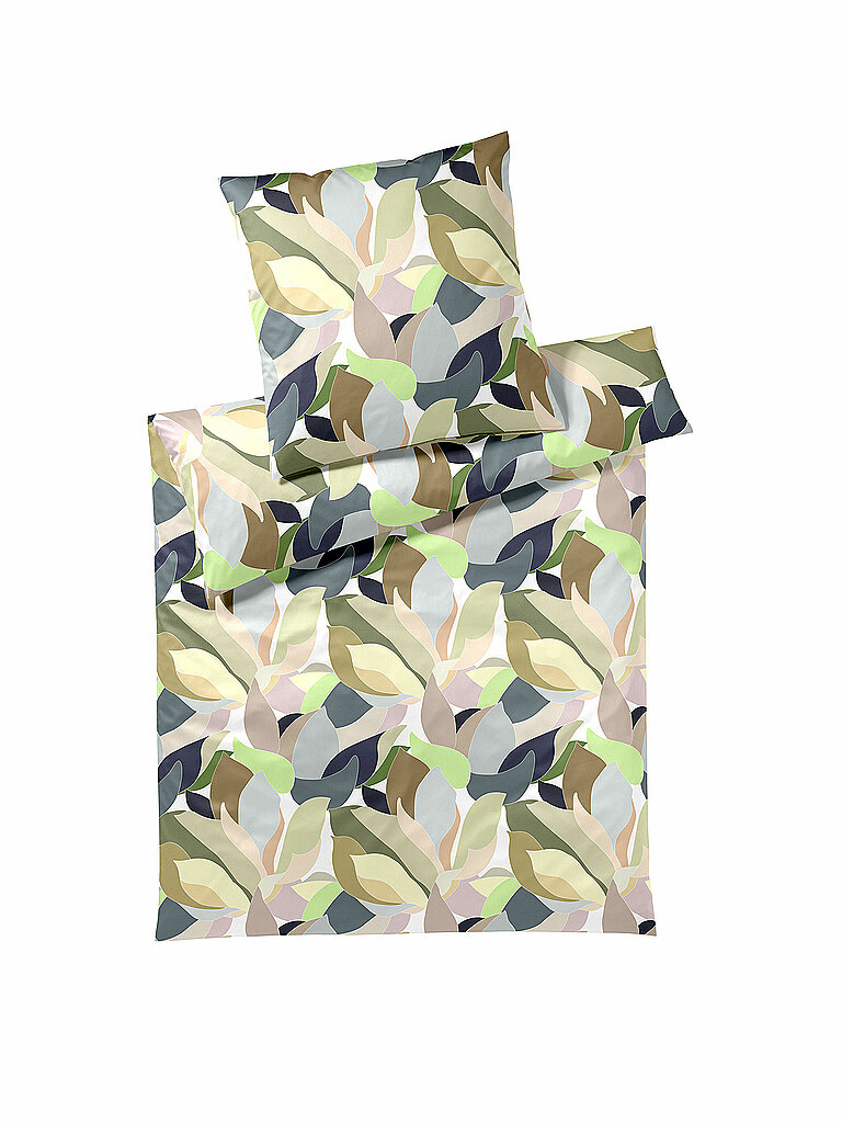 ELEGANTE Satin-Bettwäsche 70x90cm/140x200cm NIGHT GARDEN Hellgruen hellgrün – ELEGANTE