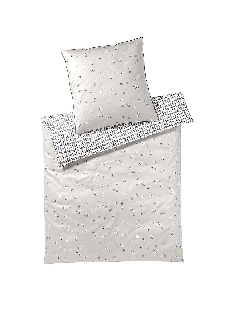 ELEGANTE Satin Bettwäsche 70x90cm/140x200cm FLEURS Silber silber – ELEGANTE