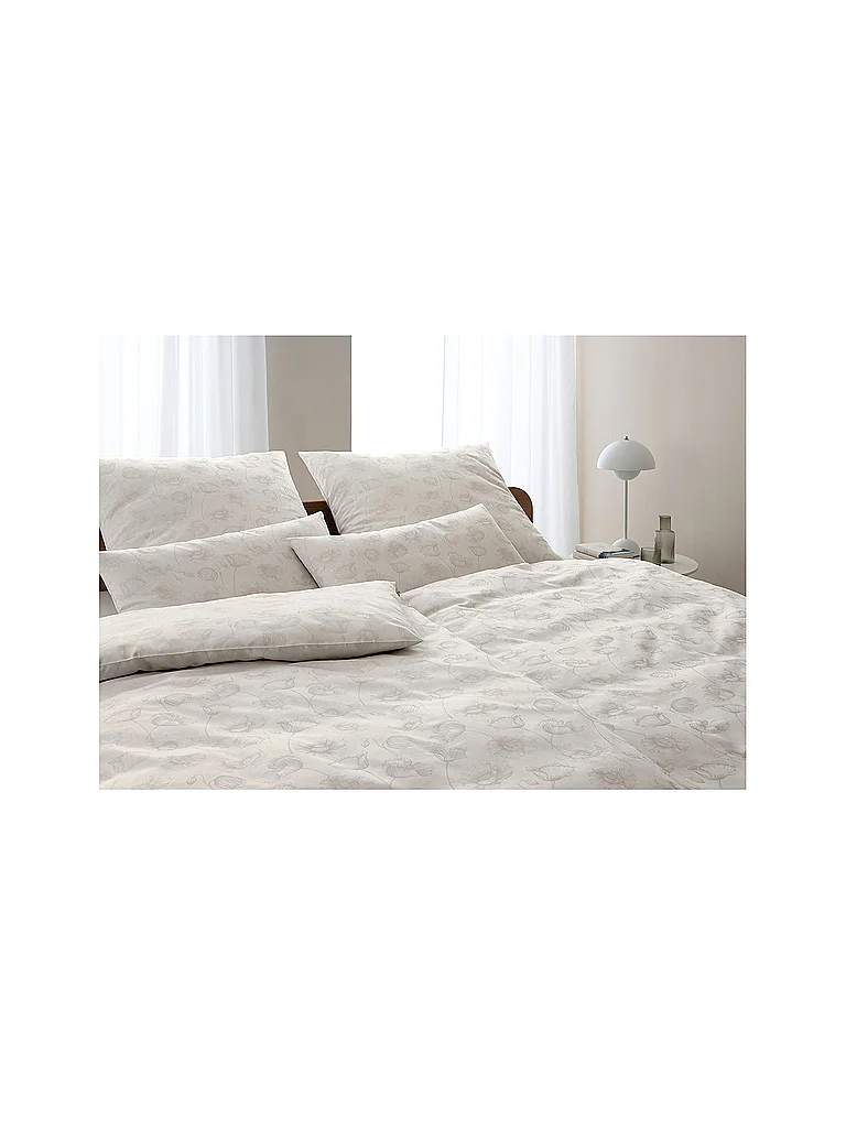 ELEGANTE Linge de lit en damas POPPY 70x90cm/140x200cm Naturel beige