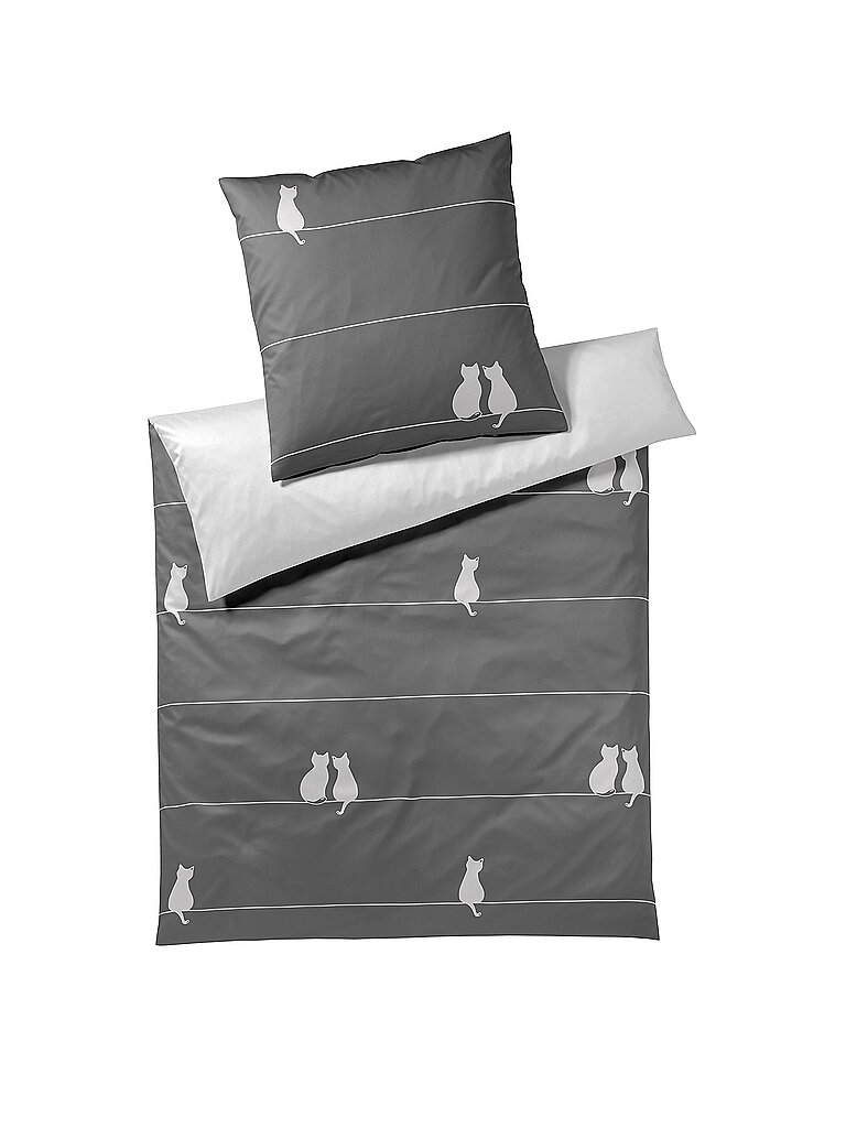 ELEGANTE Satin Bettwäsche  YOU & ME 70x90/140x200cm Schwarz schwarz