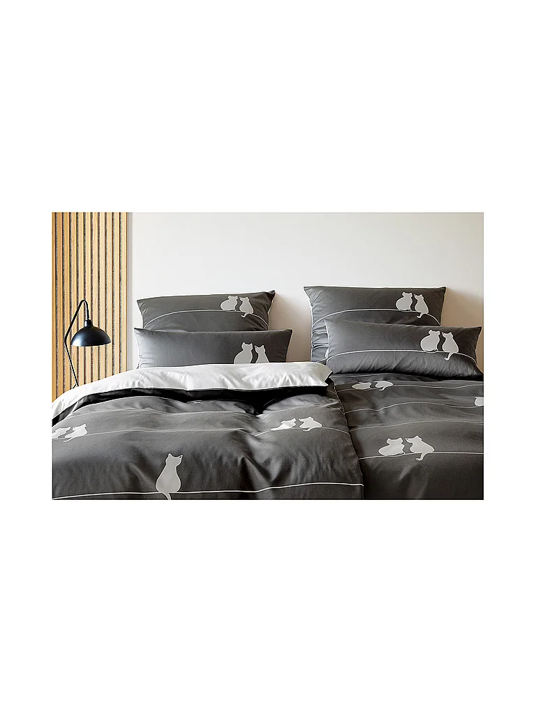 ELEGANTE Satin Bettwäsche YOU & ME 70x90/140x200cm Schwarz noir