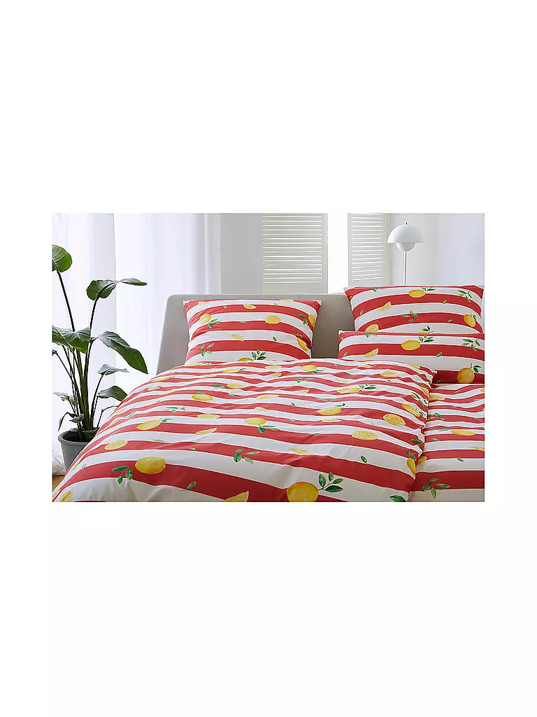 ELEGANTE | Batist Bettwäsche 140x200cm LEMON Erdbeerrot | rot