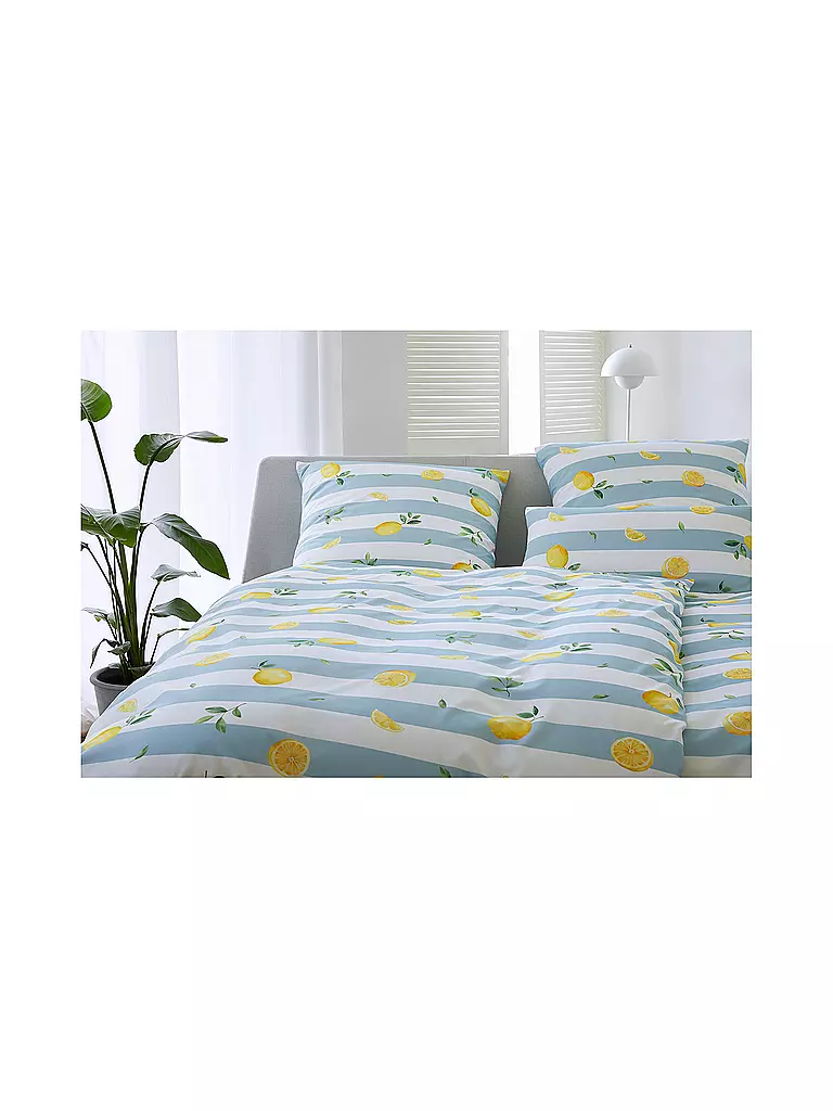 ELEGANTE | Batist Bettwäsche 140x200cm LEMON Wasserblau | blau