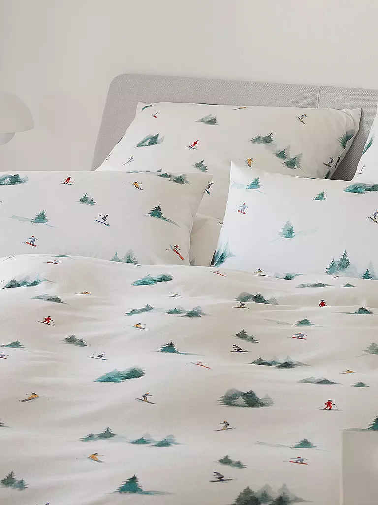 ELEGANTE | Flanell Bettwäsche ABFAHRT 70x90cm/140x200cm Skipiste | weiss