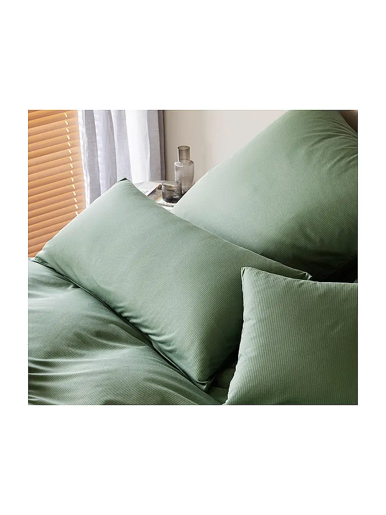 ELEGANTE | Jersey Bettwäsche 70x90cm / 140x200cm CORD Hellgruen  | hellgrün