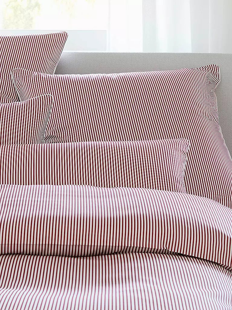 ELEGANTE | Satin Bettwäsche Hamburger Streifen 140x200cm Bordeaux | dunkelrot