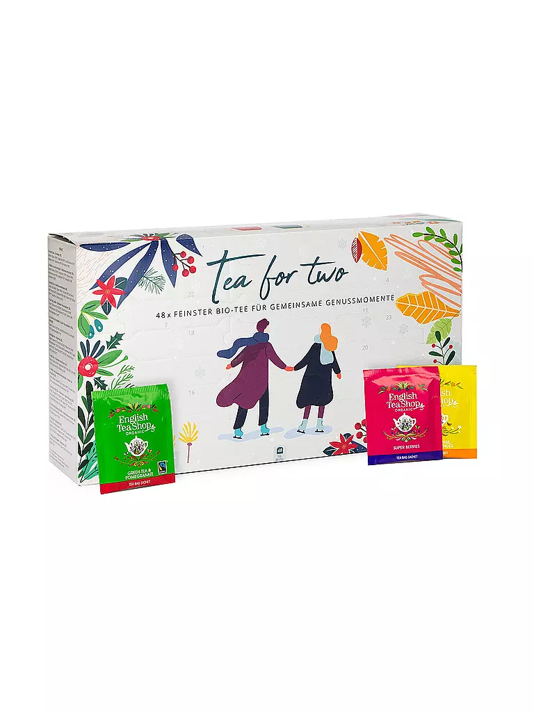 ENGLISH TEA SHOP | BIO Tee Adventskalender für Zwei "Tea for Two" - 48 Premium Tees aus besten BIO Zutaten | weiss