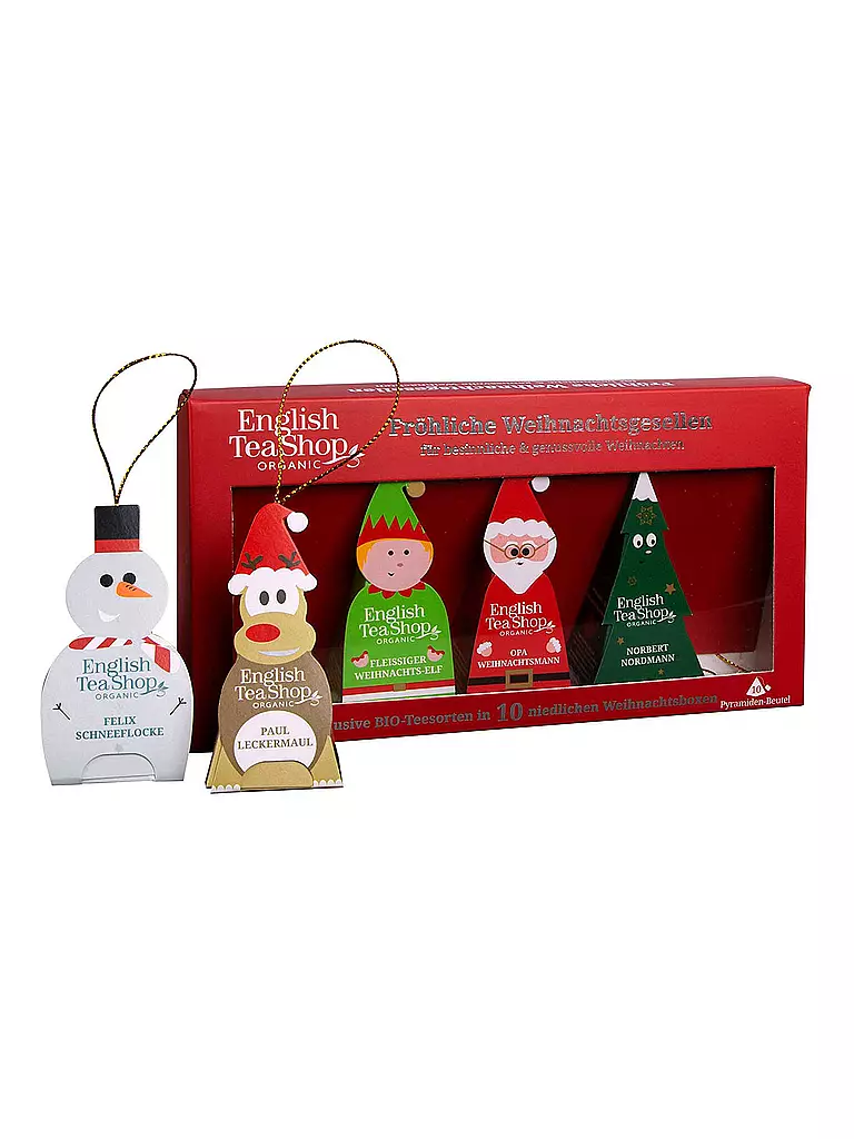 ENGLISH TEA SHOP | Fröhliche Weihnachtsgesellen Tee Geschenkset 10 Pyramidenbeutel | bunt