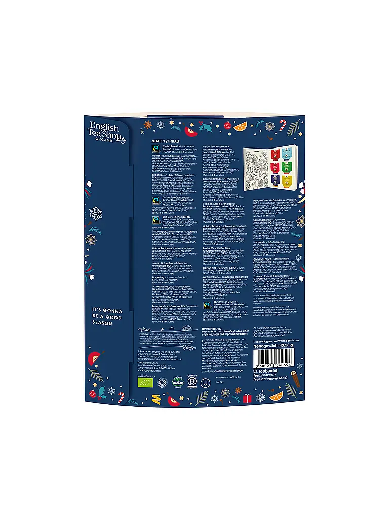 ENGLISH TEA SHOP | Tee Adventskalender 24 Beutel Feel Good Dunkelgrün | Dunkelblau