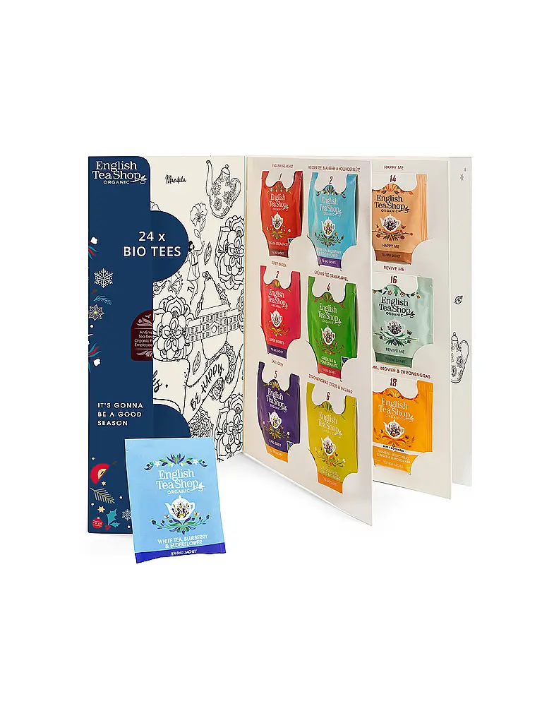 ENGLISH TEA SHOP | Tee Adventskalender 24 Beutel Feel Good Dunkelgrün | Dunkelblau