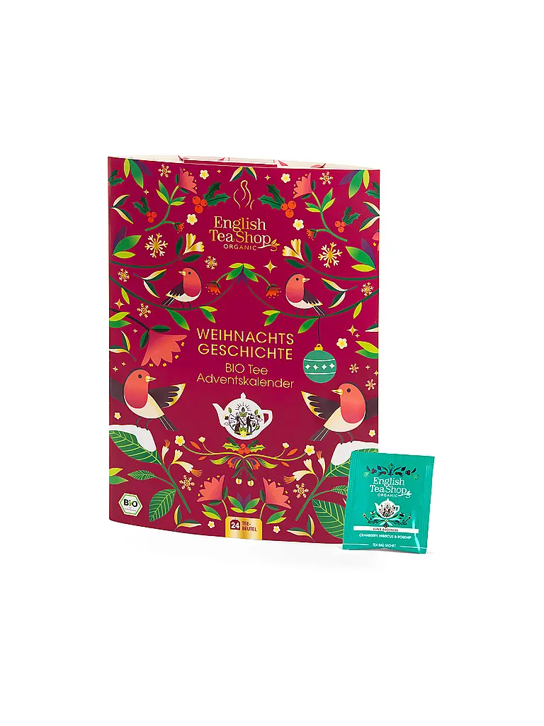 ENGLISH TEA SHOP | Tee Adventskalender 24 Beutel Weihnachts  | Dunkelrot