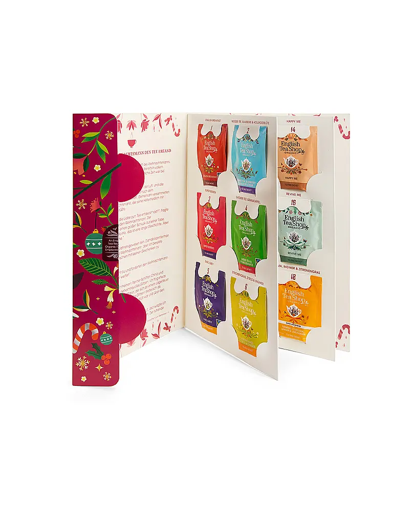 ENGLISH TEA SHOP | Tee Adventskalender 24 Beutel Weihnachts  | Dunkelrot
