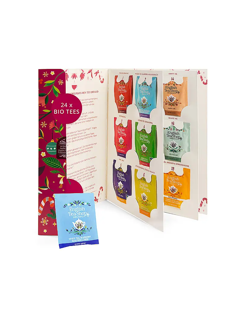 ENGLISH TEA SHOP | Tee Adventskalender 24 Beutel Weihnachts  | Dunkelrot