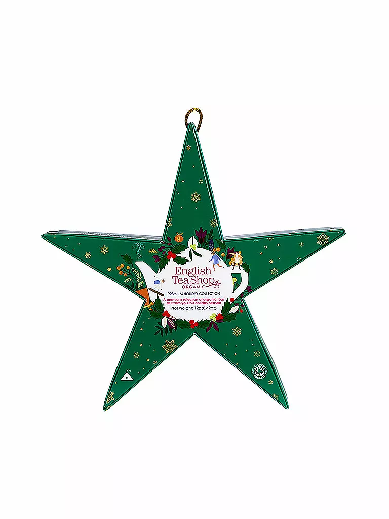 ENGLISH TEA SHOP | Tee Weihnachtssterne Green Star  6 Pyramidenbeutel | dunkelgrün