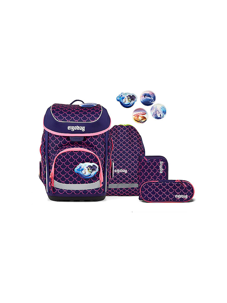 ergobag cubo COLOUR FLASH Edition Schulranzen, 5-teiliges Set, PerlentauchBär