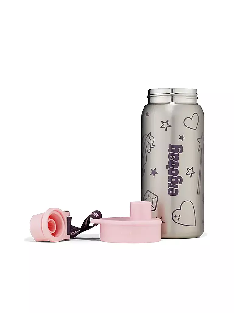 ERGOBAG | Edelstahl Trinkflasche 0,5L Rosa | grün