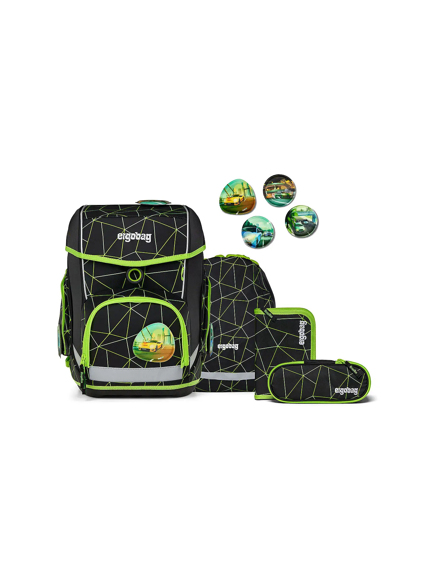 ERGOBAG | Schultasche Set 5tlg CUBO VerfolgBärjagd  | schwarz