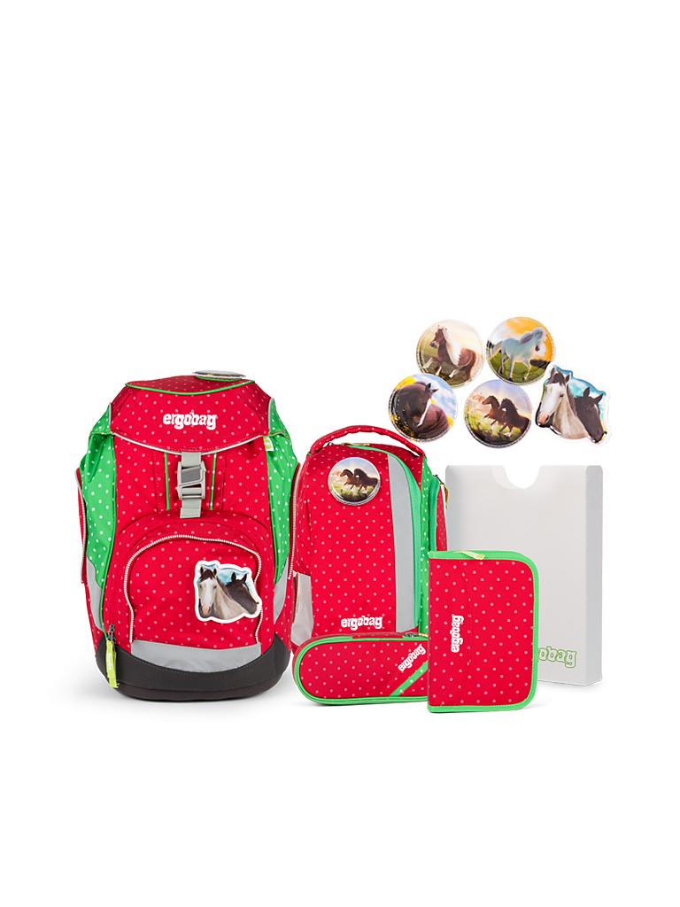 ERGOBAG | Schultasche Set 6-tlg. "Galoppbär" | rot