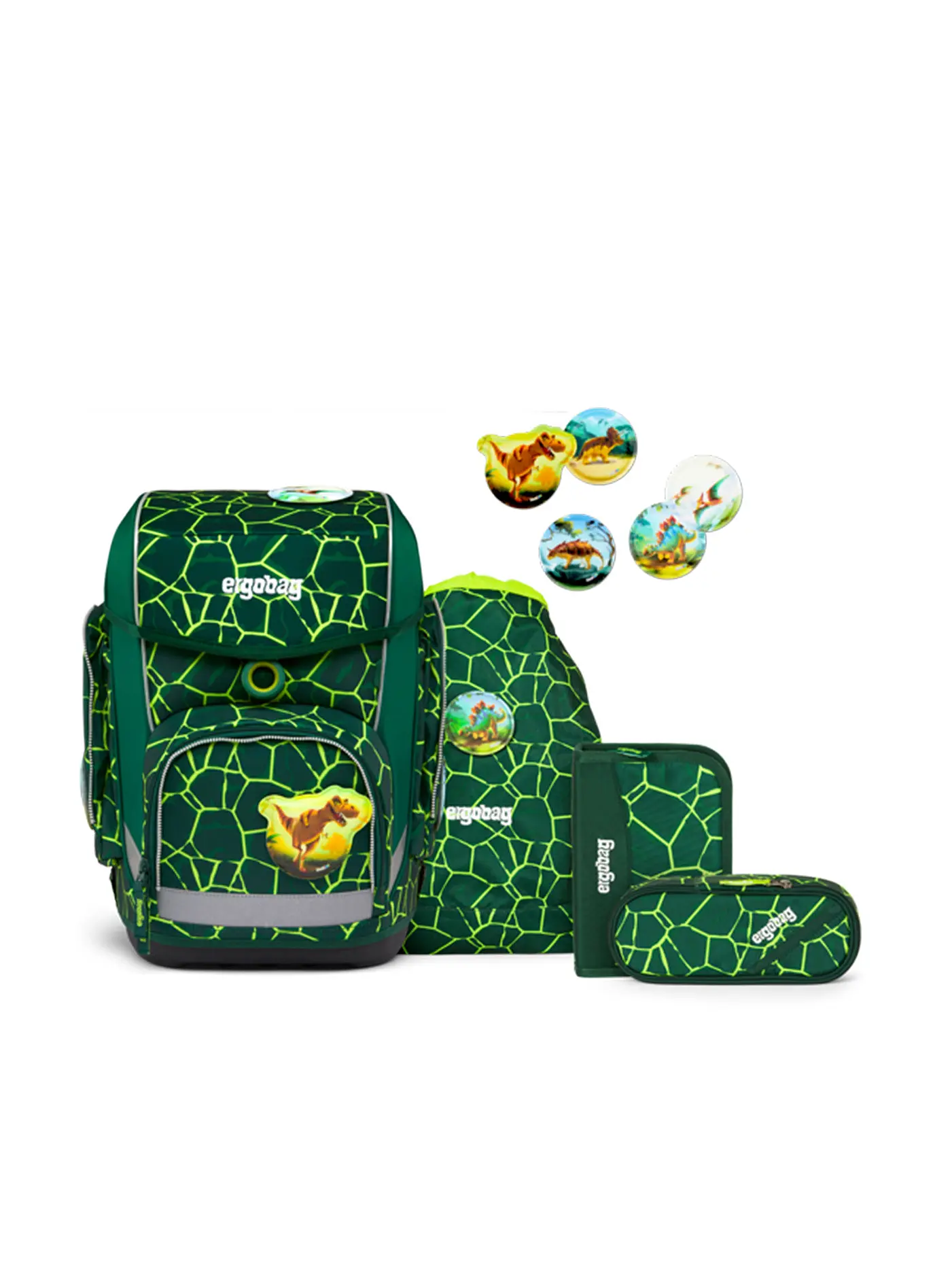 ERGOBAG | Schultaschen Set 5tlg CUBO - ZitronenfaltBär  | dunkelgrün