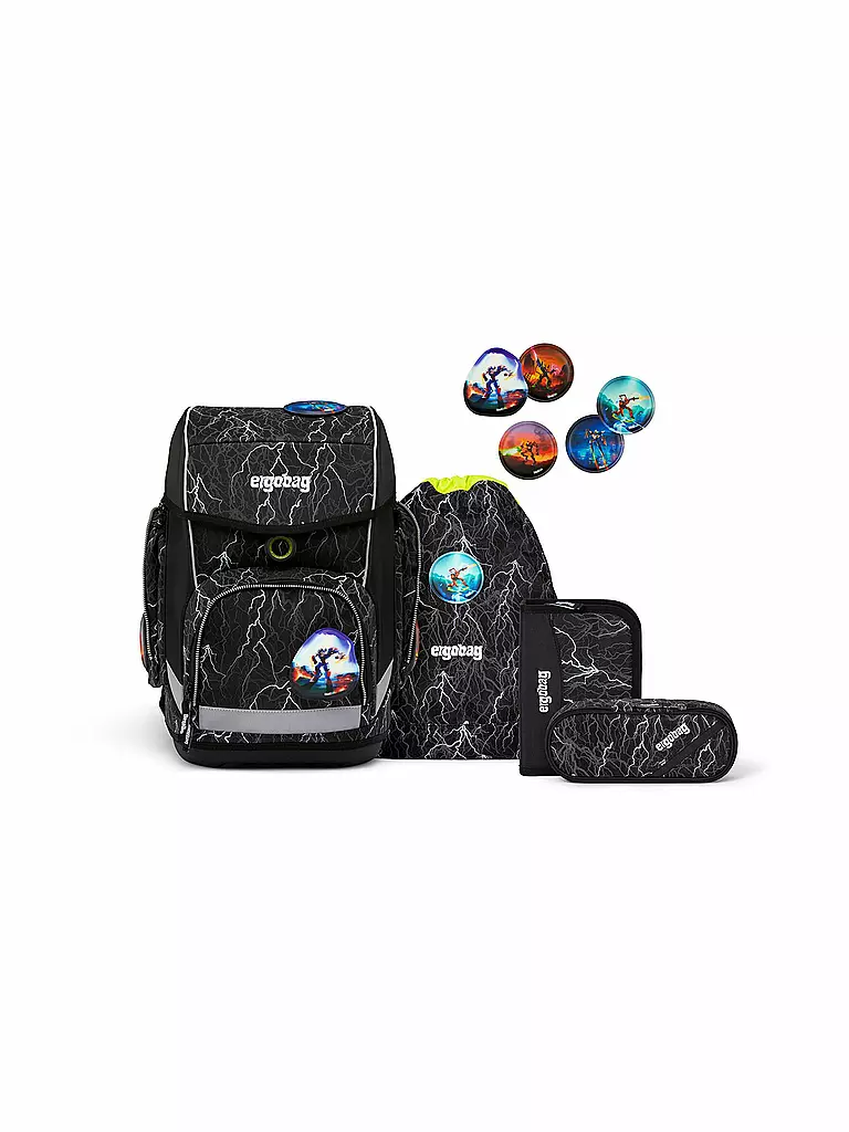 ERGOBAG | Schultaschen Set 5tlg Cubo - ReflektBär | schwarz