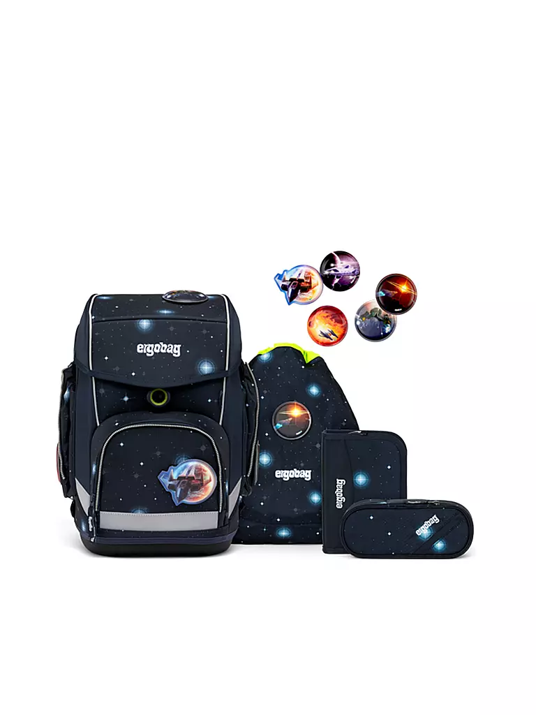 ERGOBAG | Schultaschen Set 5tlg CUBO Galaxy Glow - KoBärnikus  | dunkelblau