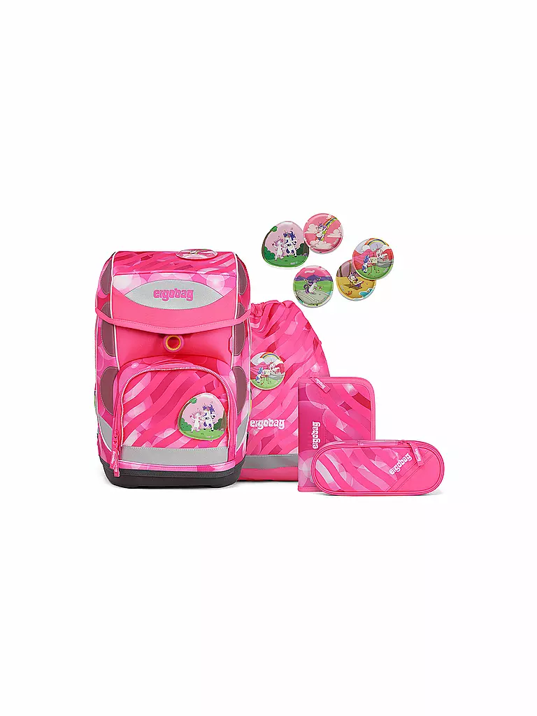 ERGOBAG | Schultaschen Set 5tlg Cubo KuntBärbuntes Einhorn Neo Edition | pink