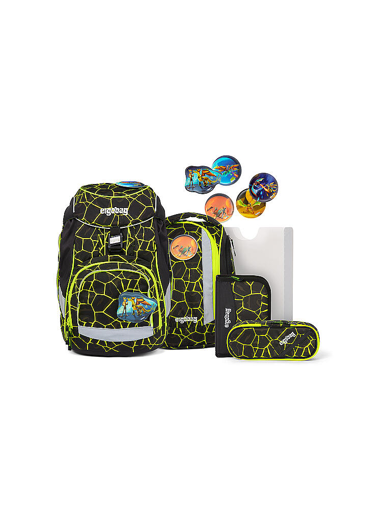 ERGOBAG | Schultaschen Set 6tlg Pack - DrachenfliegBär | schwarz