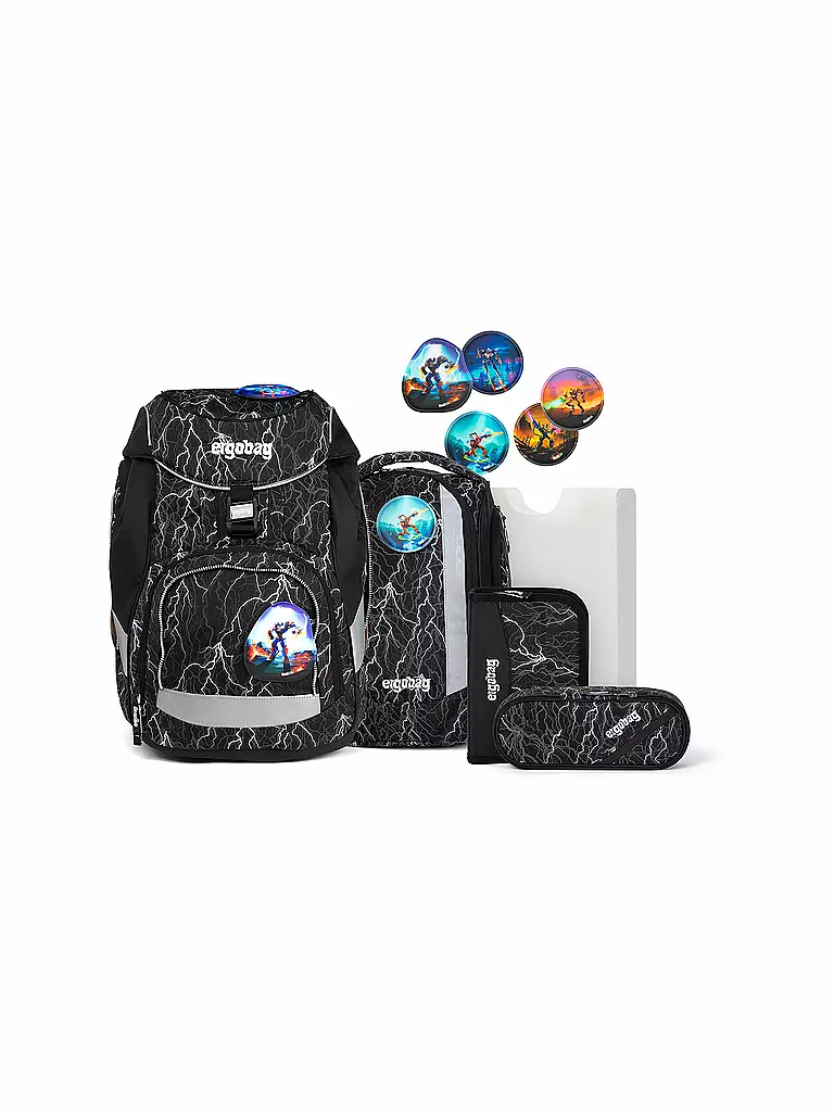 ERGOBAG | Schultaschen Set 6tlg. Pack - Super ReflektBär Glow | schwarz