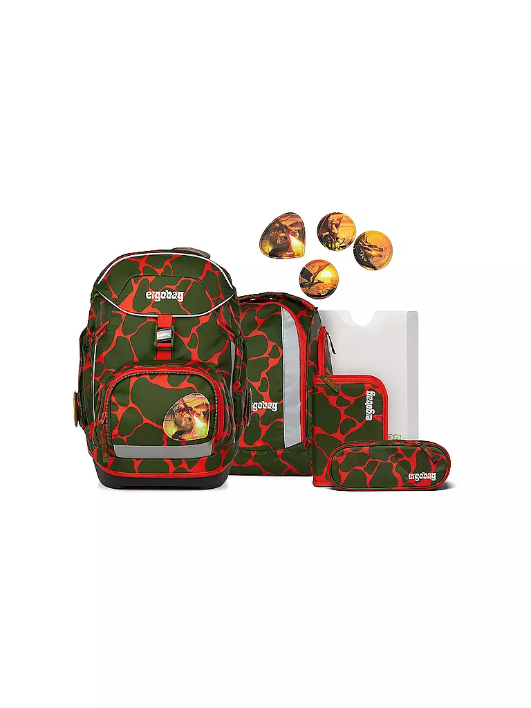 ERGOBAG | Schultaschen Set 6tlg. PACK FeuerspeiBär | olive