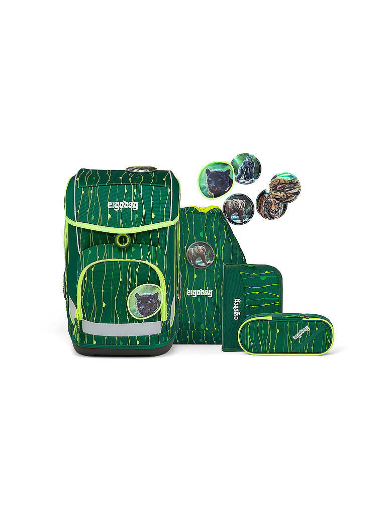 ERGOBAG | Schultaschen-Set 5-tlg. Cubo - RambazamBär Lumi Edition | grün