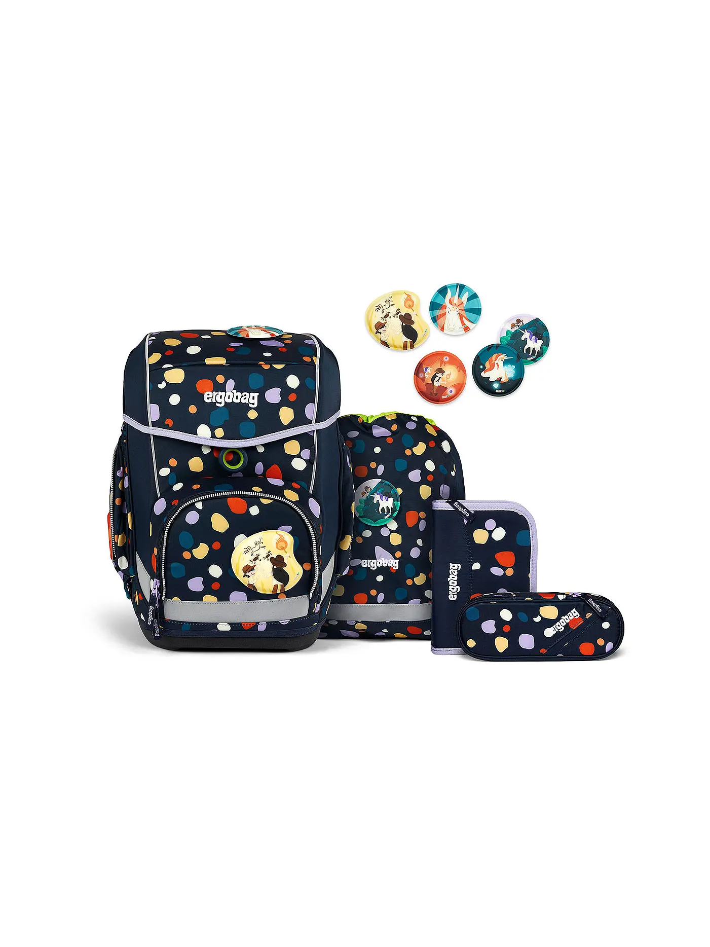 ERGOBAG | Schultaschen Set 5tlg CUBO - ZitronenfaltBär  | dunkelblau
