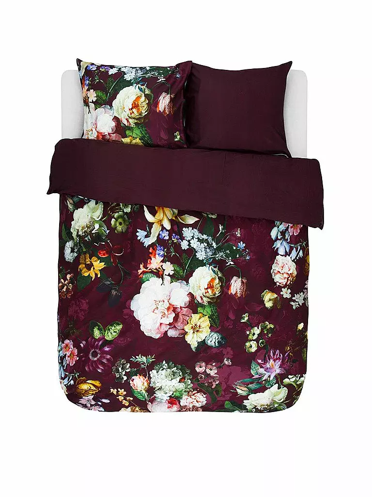 ESSENZA | Satin Bettwäsche 70x90cm / 140x200cm FLEUR Burgundy | dunkelrot