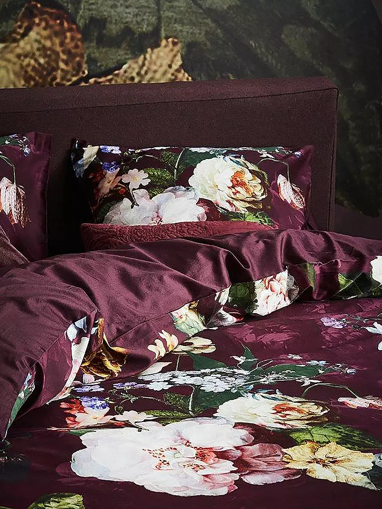 ESSENZA | Satin Bettwäsche 70x90cm / 140x200cm FLEUR Burgundy | dunkelrot