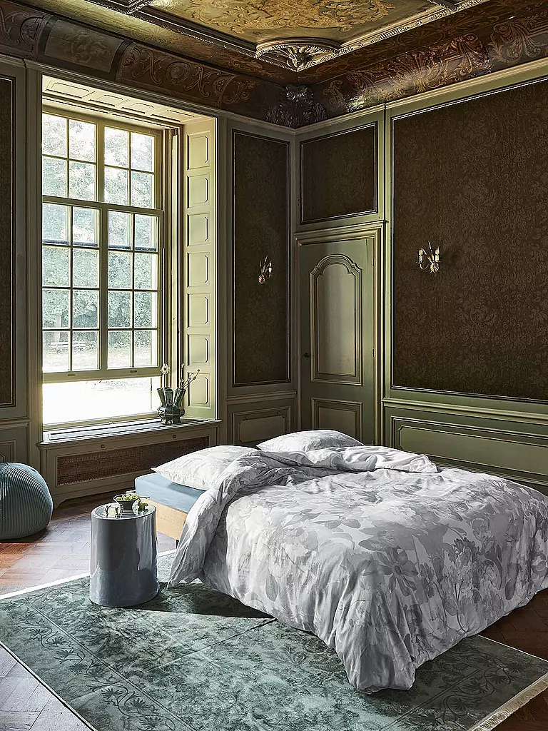 ESSENZA | Satin Bettwäsche 70x90cm / 140x200cm Floor Illusion Blue | hellgrau