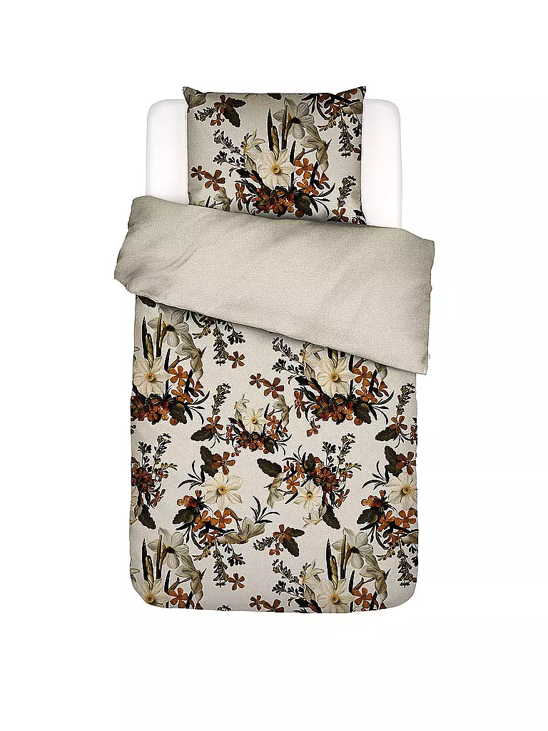 ESSENZA | Satin Bettwäsche 70x90cm/140x200cm DAFFODILS REUNITED Beachwood White | beige