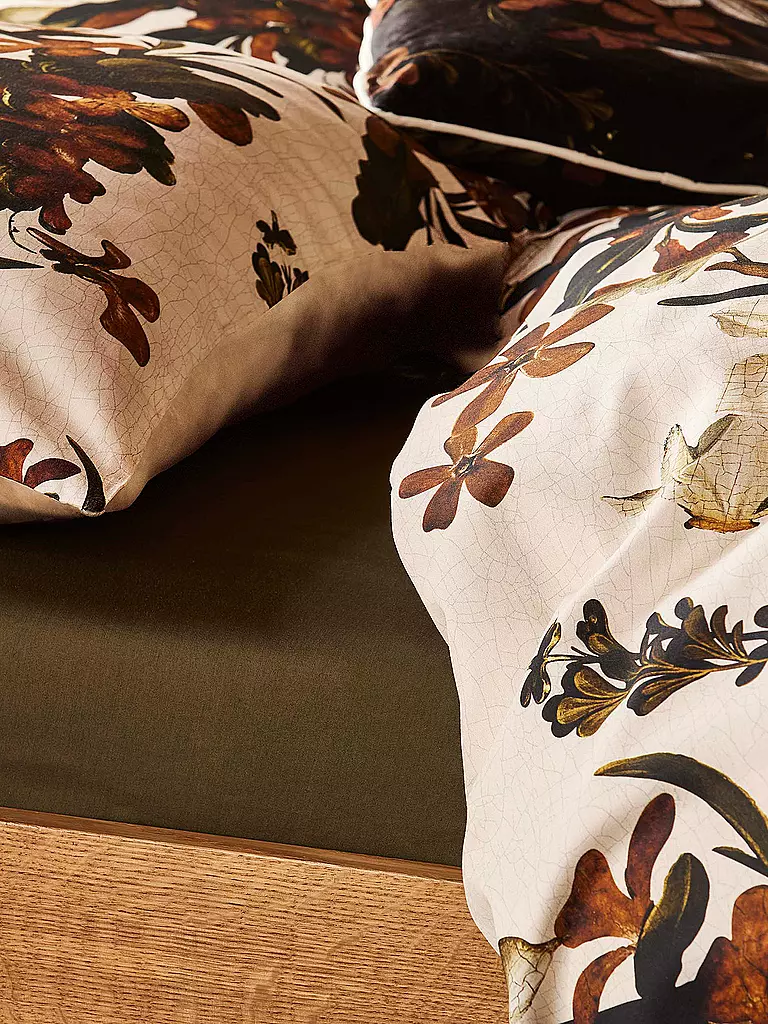 ESSENZA | Satin Bettwäsche 70x90cm/140x200cm DAFFODILS REUNITED Beachwood White | beige