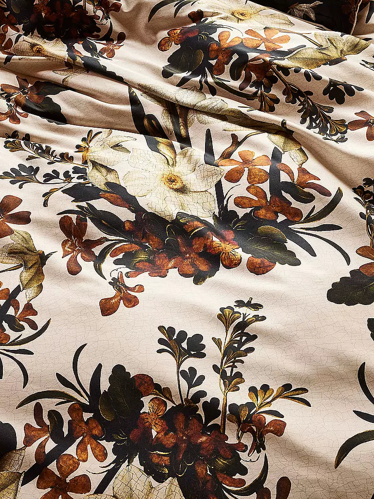 ESSENZA | Satin Bettwäsche 70x90cm/140x200cm DAFFODILS REUNITED Beachwood White | beige