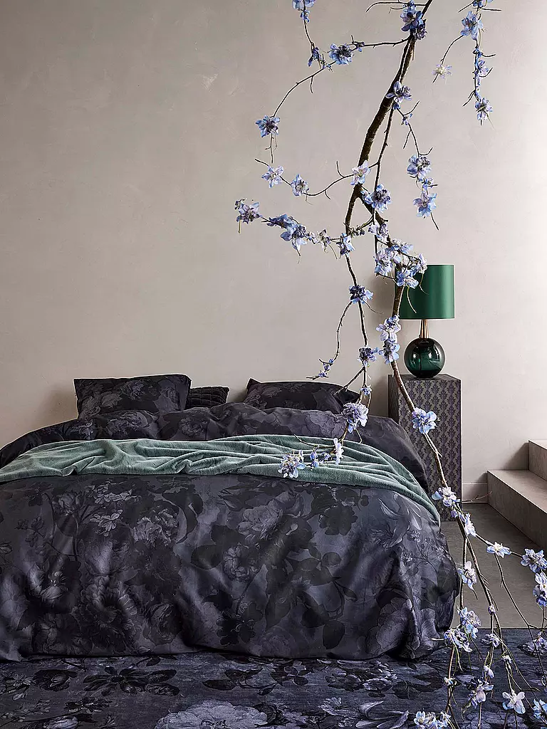 ESSENZA | Satin Bettwäsche 70x90cm/140x200cm FLOOR Nightblue | dunkelblau
