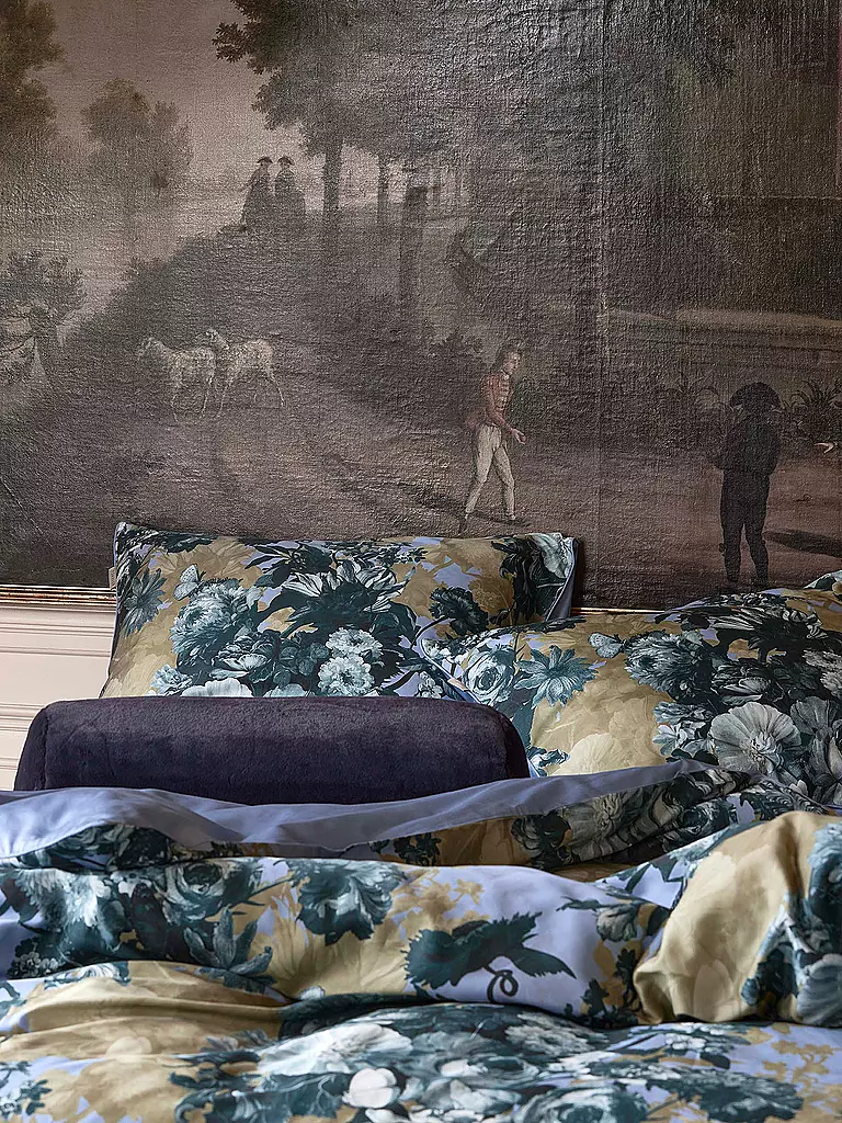 ESSENZA | Satin Bettwäsche 70x90cm/140x200cm LEILA Chambray Blue | dunkelblau