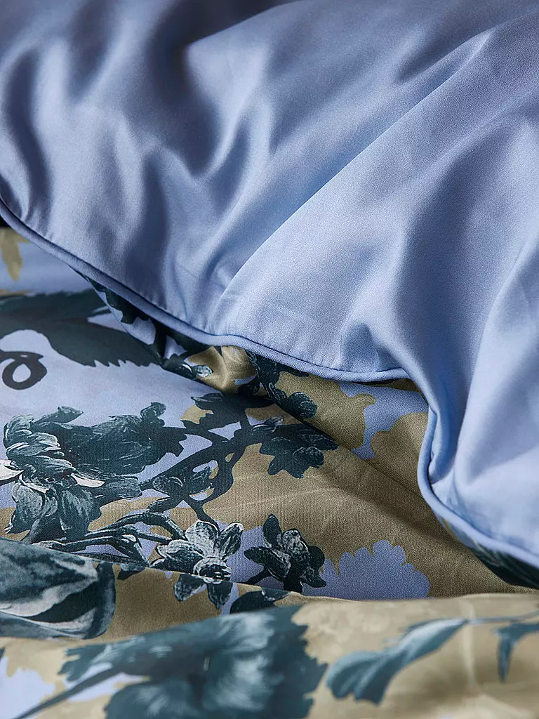 ESSENZA | Satin Bettwäsche 70x90cm/140x200cm LEILA Chambray Blue | dunkelblau