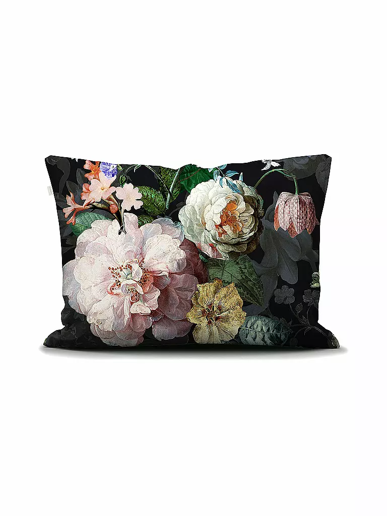 ESSENZA | Satin Bettwäsche FLEUR 70x90cm/140x200cm Blooming Black | schwarz